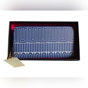 Trina Turk Blue and White Geometric Wallet